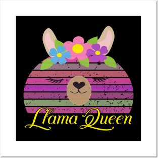 Vintage Retro Llama Queen Posters and Art